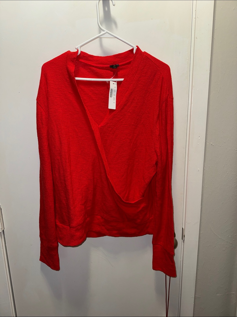 J. Crew Bright Red Draped V-Neck Lightweight Sweater(11)